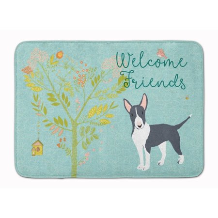 CAROLINES TREASURES Welcome Friends Black Bull Terrier Machine Washable Memory Foam Mat BB7604RUG